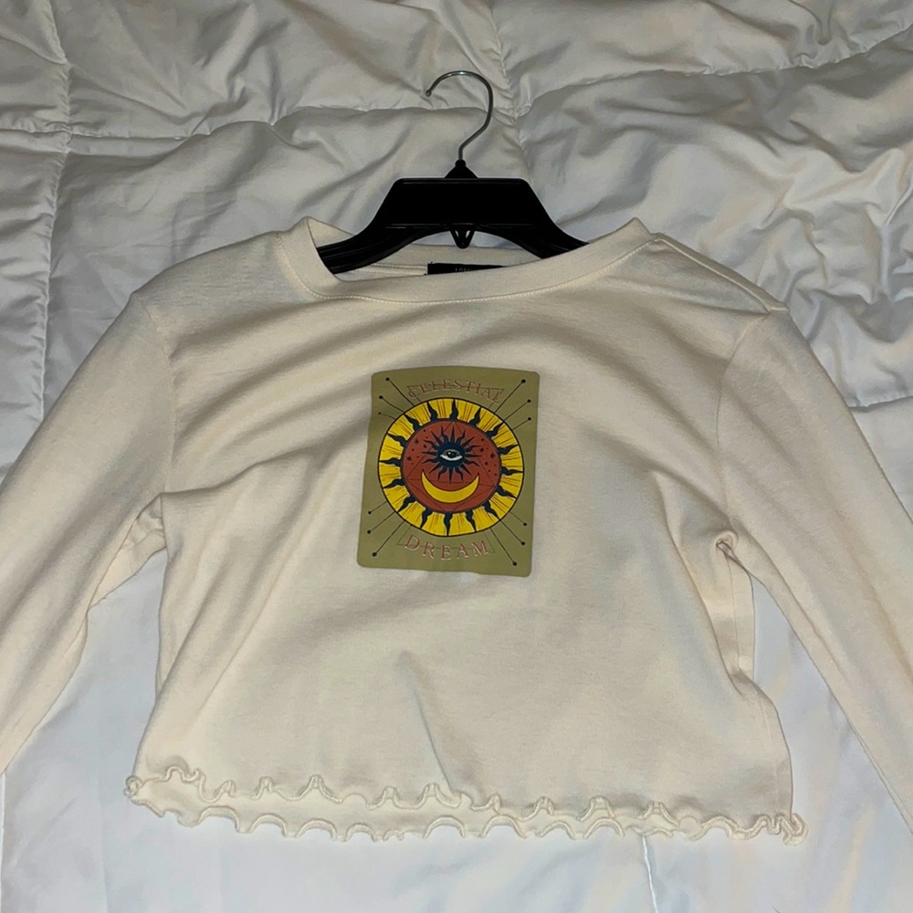 Cream “Celestial Dream” Long sleeved crop top